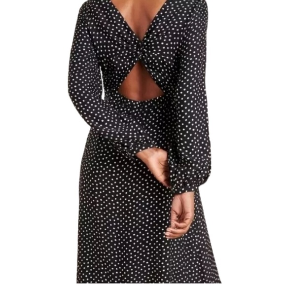 Anthropologie Agatha Midi Dress in Black & White Polka Dot with Open Back. Sz 8. - Picture 3 of 12